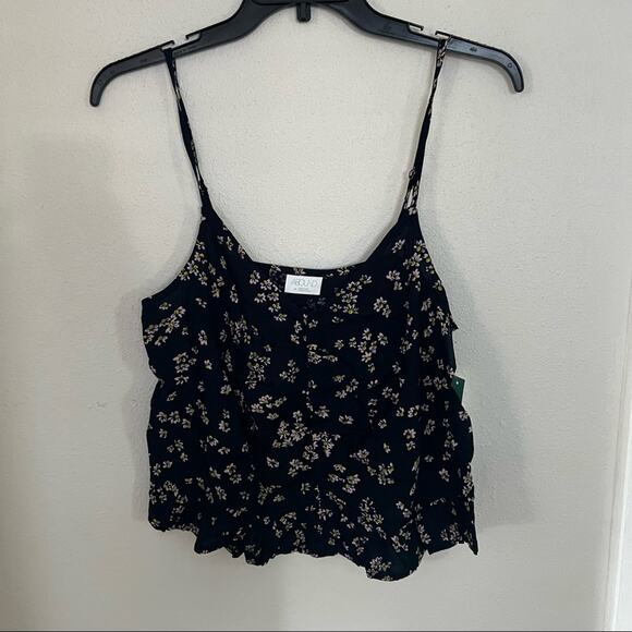 New Abound Navy Blue Floral Cropped Cami Womens size M - Picture 1 of 4